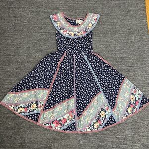 Vintage Vicki Lynn Bardon Dress Women Small Floral Patchwork Cottagecore Midi
